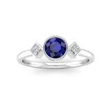 Rub Set Sapphire & Diamond Trilogy Engagement Ring - Jeweller's Loupe