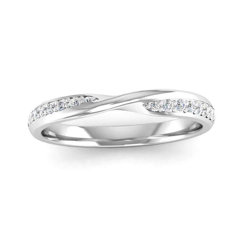 Fairtrade White Gold Diamond Set Twisted Wedding Ring - Jeweller's Loupe