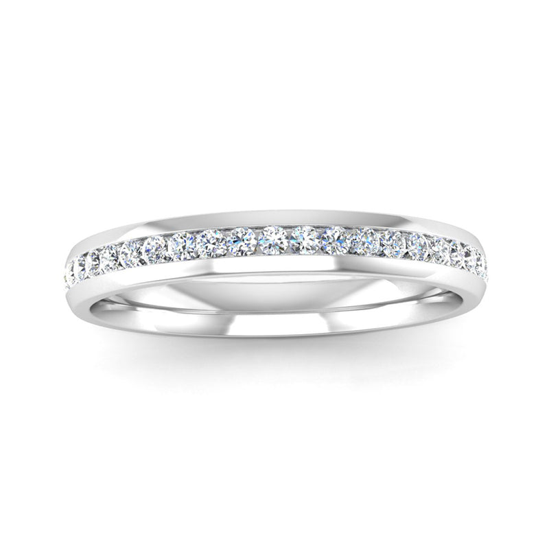 Ethically-sourced Platinum Half Channel Set Diamond Wedding Ring - Jeweller's Loupe