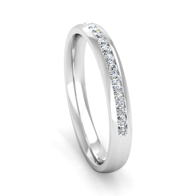 Ethically-sourced Platinum Half Channel Set Diamond Eternity Ring - Jeweller's Loupe