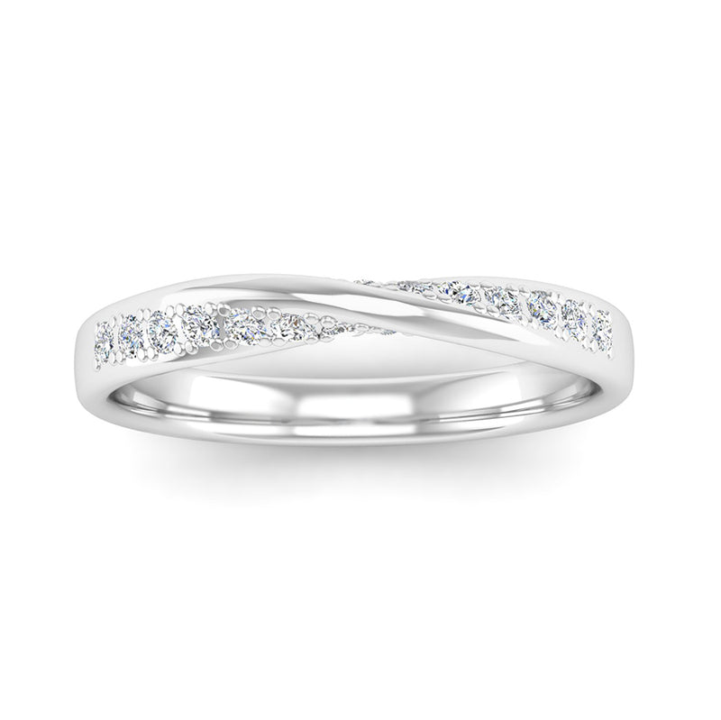 Ethically Sourced Platinum Diamond Twist Wedding Ring, Jeweller's Loupe