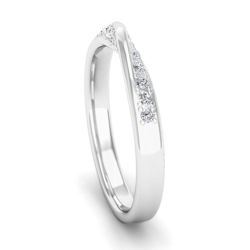 Fairtrade White Gold Diamond Twist Wedding Ring, Jeweller's Loupe