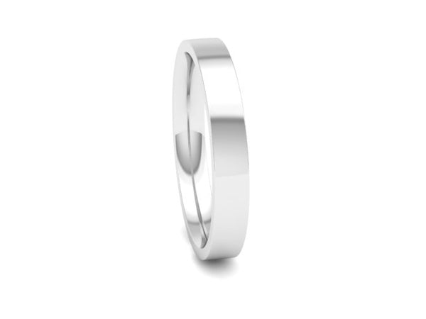 Ethical White Gold 3mm Flat Court Wedding Ring
