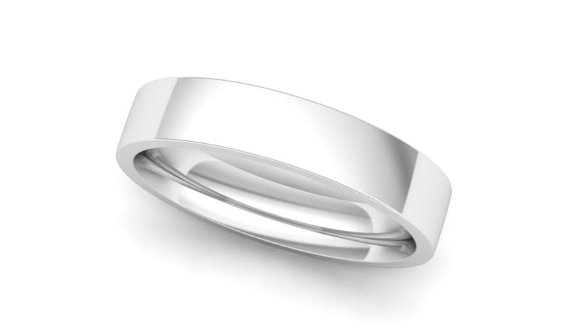 Ethical White Gold 4mm Flat Court Wedding Ring