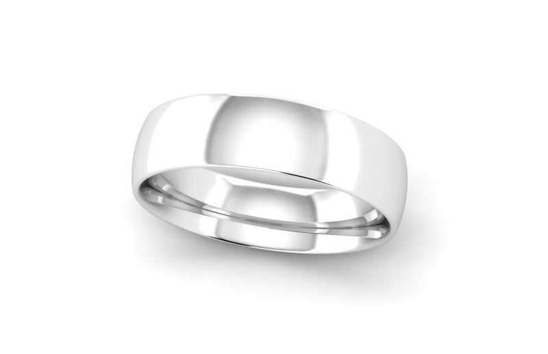 Ethical White Gold 6mm Traditional Court Wedding Ring