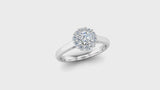 Fairtrade White Gold Round Brilliant Cut Diamond Halo Engagement Ring with a Scalloped Edge