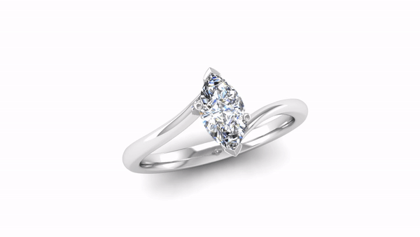Crossover Solitaire Marquise Cut Diamond Engagement Ring - Jeweller's Loupe