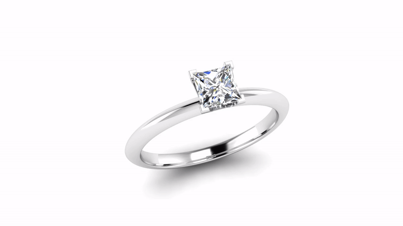 Solitaire Princess Cut Diamond Engagement Ring with a Rex Setting - Jeweller's Loupe