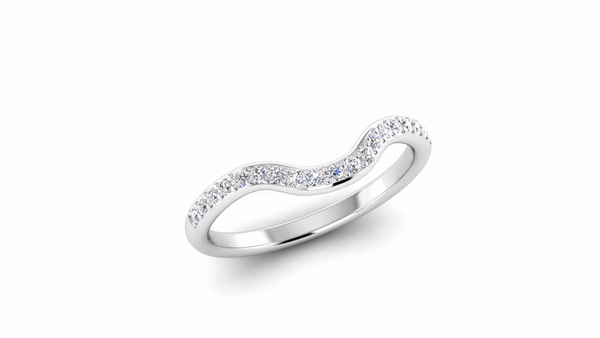Diamond Set Fitted Wedding Ring to fit a Diamond Double Halo Engagement Ring - Jeweller's Loupe